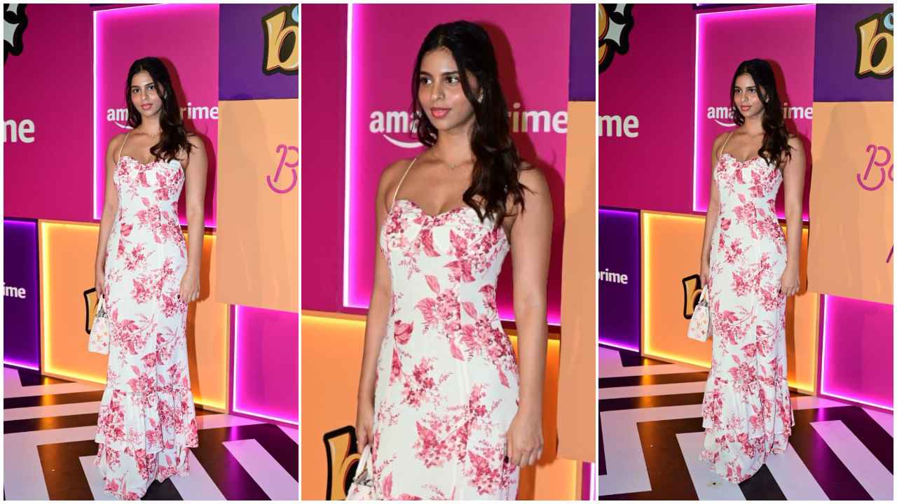 Call Me Bae Screening: Suhana Khan's love affair with floral continues as she styles maxi dress with Rs 2,77,000 LV bag (PC: Viral Bhayani)