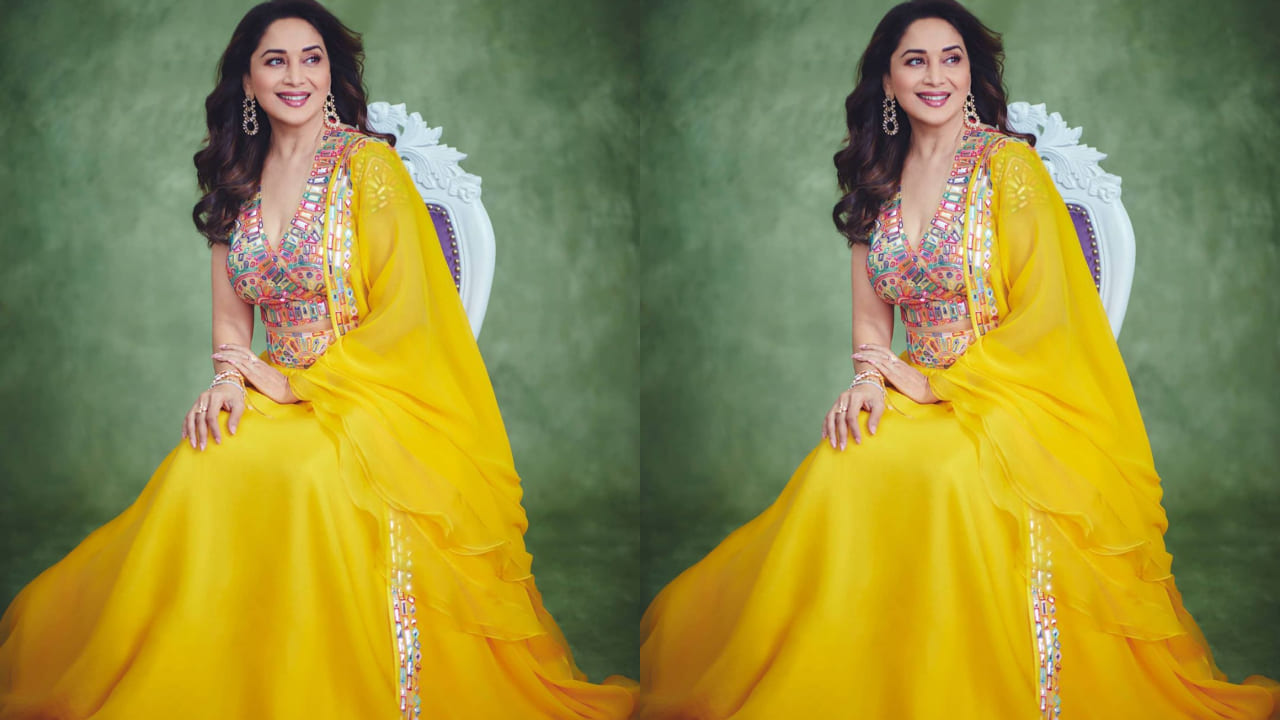 Madhuri Dixit in yellow lehenga