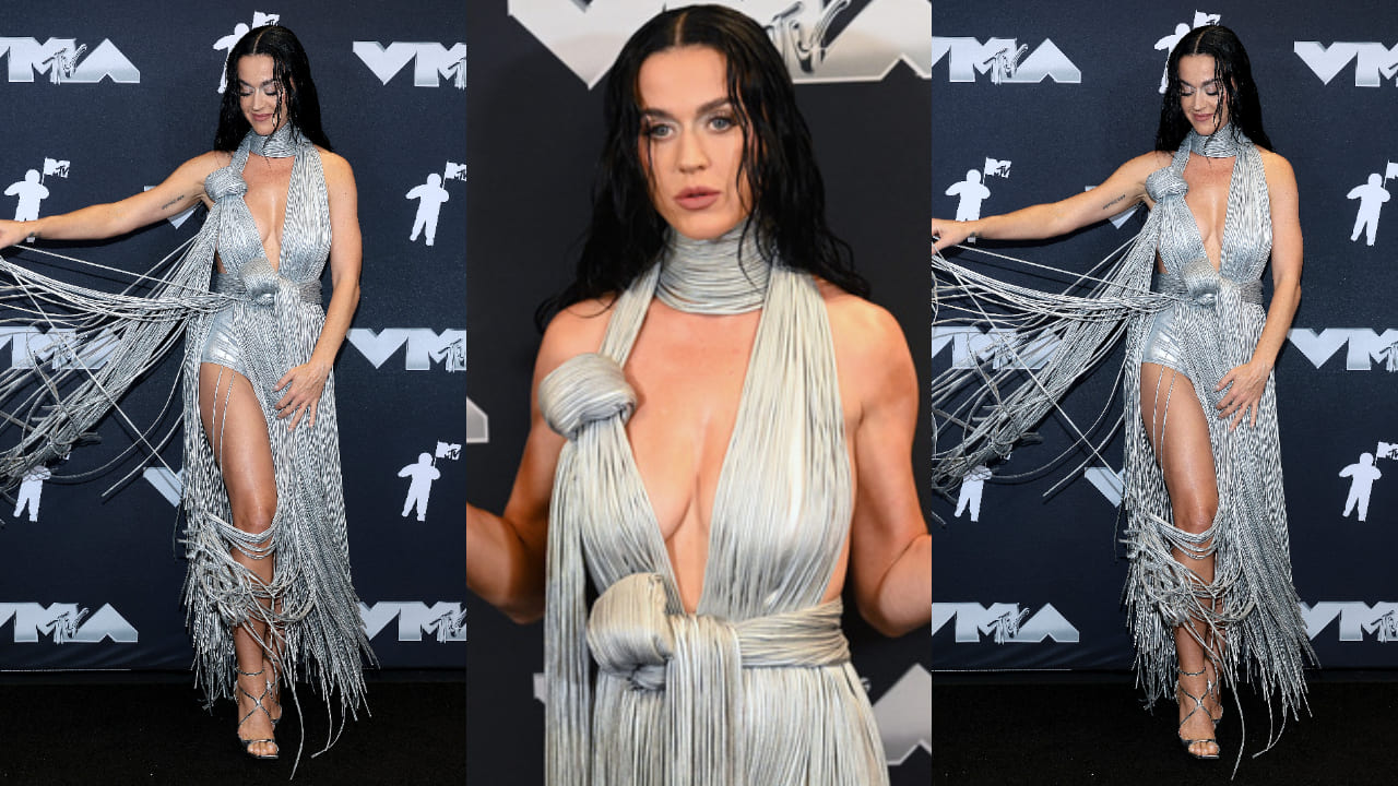 Katy Pery in metallic dress