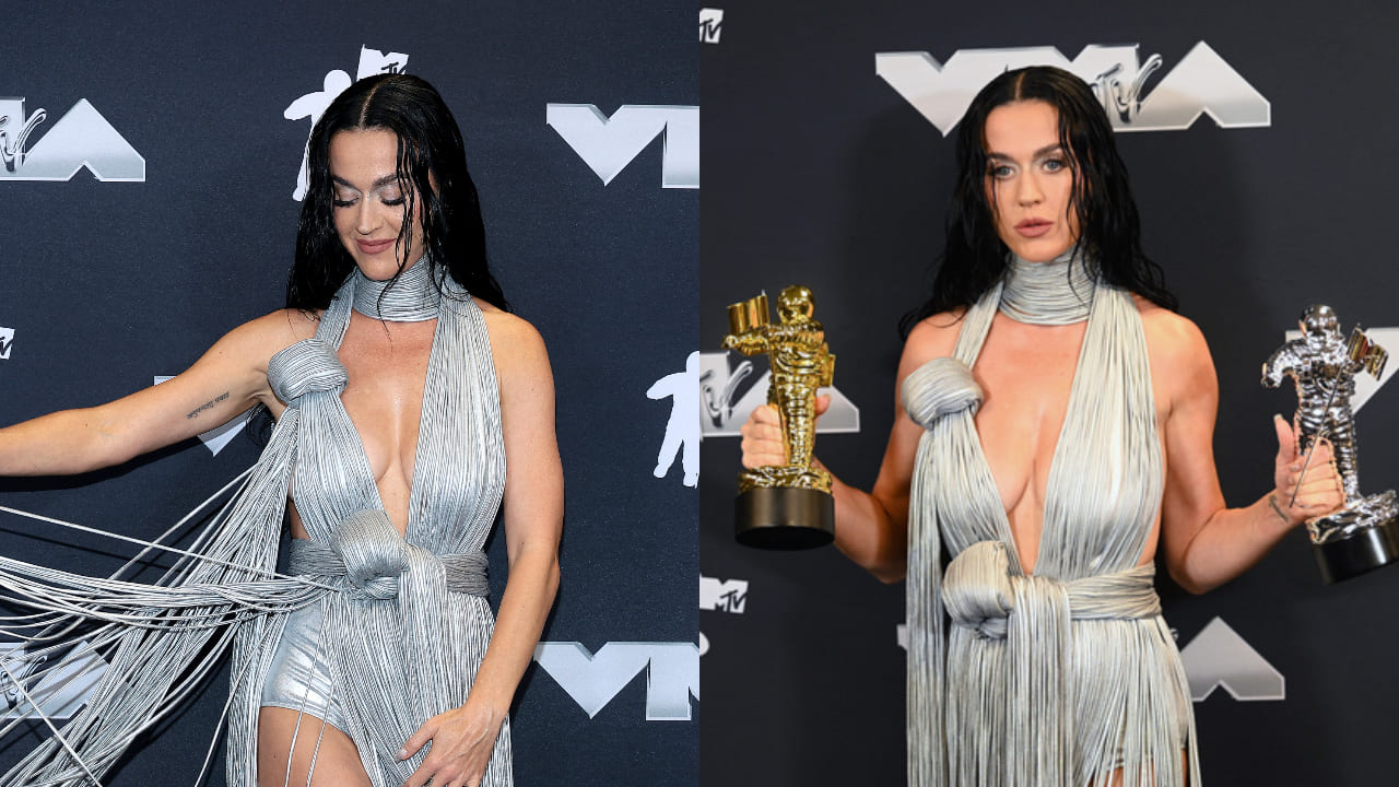 Katy Pery in metallic dress