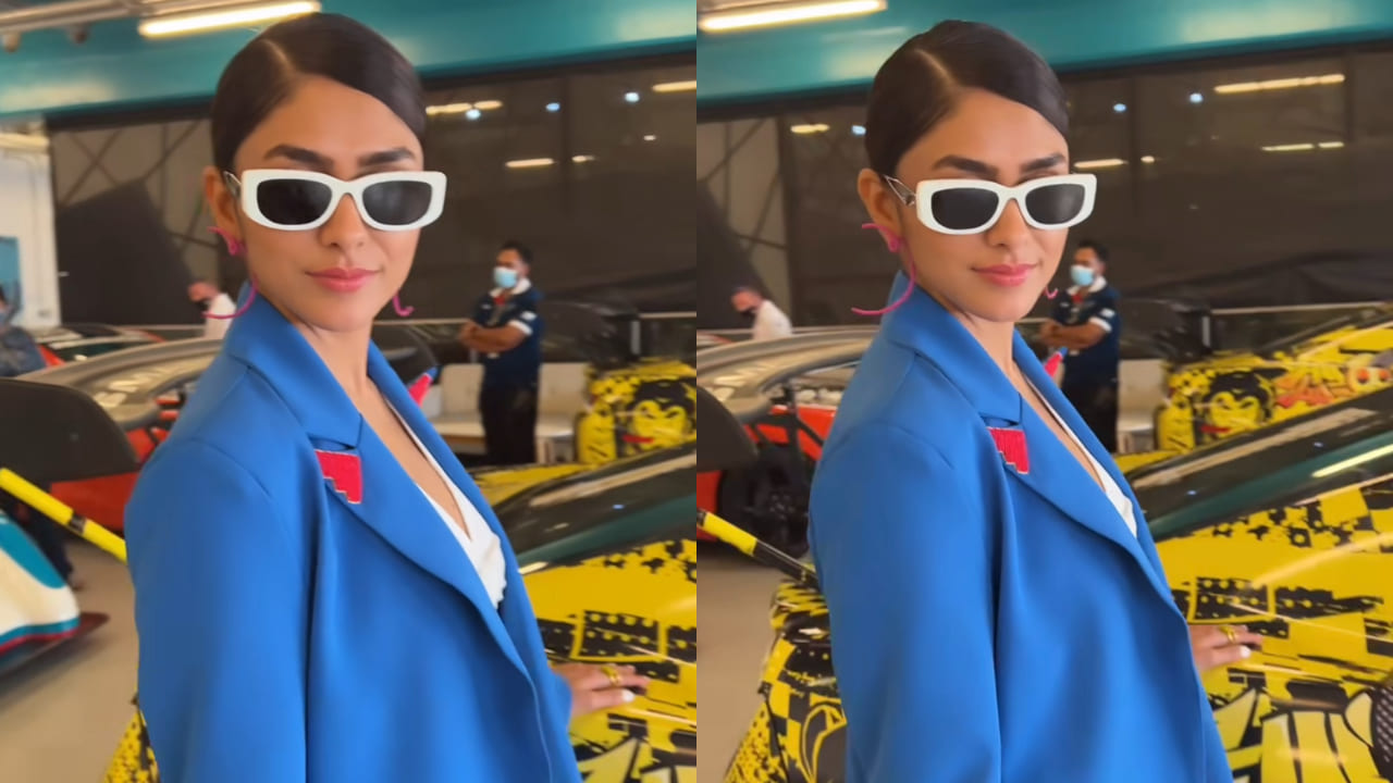Mrunal Thakur in blue pantsuit 