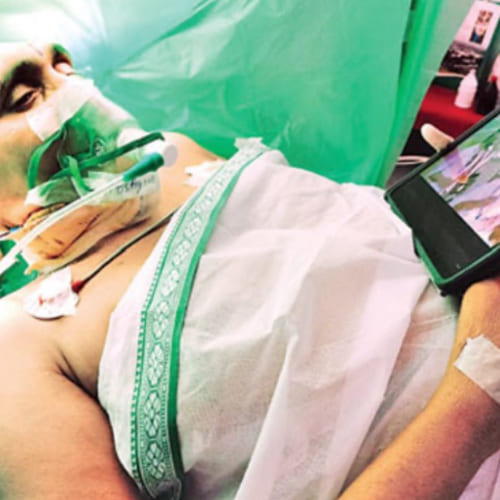 Jr NTR's fan watches his film while undergoing brain surgery (PC:Madhu1535 X) 