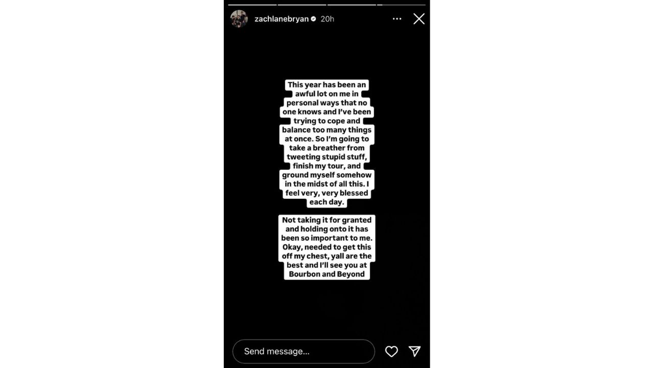 Zach Bryan's Instagram Story
