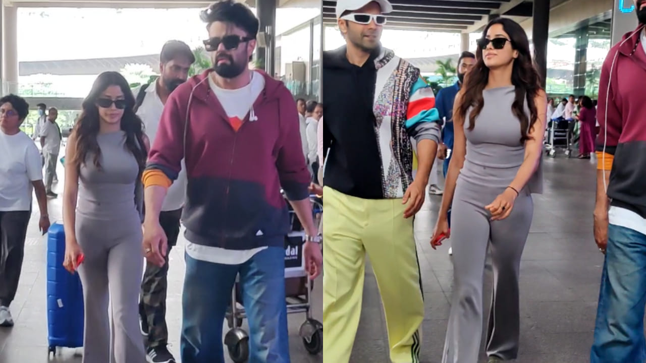 Janhvi Kapoor in grey top and pants 