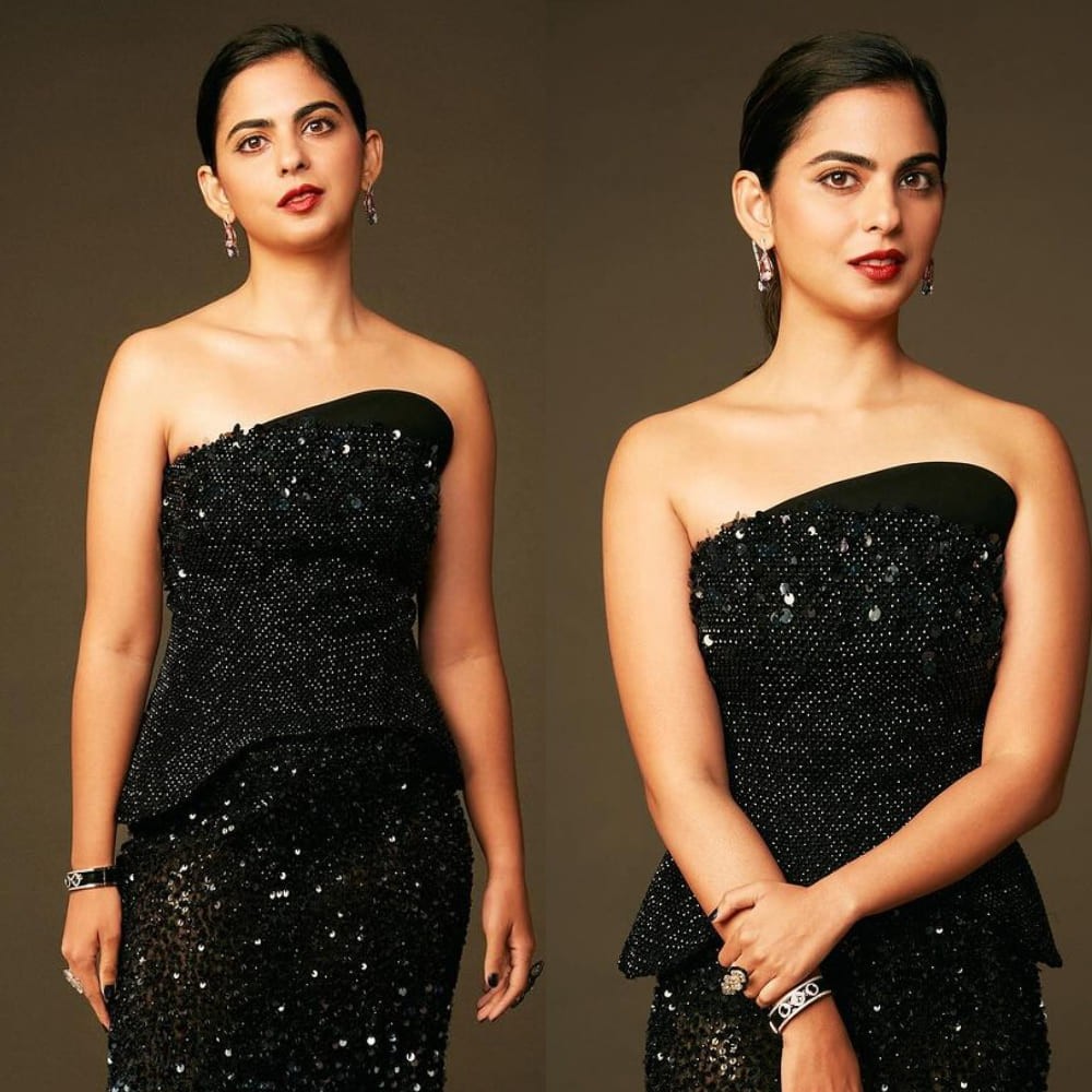 Isha Ambani dazzles in black outfit worth Rs 1,65,200 but it’s customized Hermès Kelly bag with her kids' names that steals the show  Isha Ambani dazzles in black outfit worth Rs 1,65,200 but it’s customized Hermès Kelly bag with her kids' names that steals the show