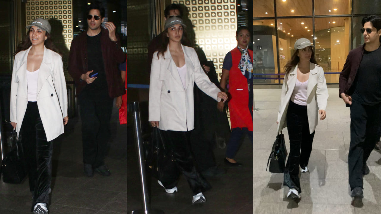 Kiara Advani at airport in white blazer