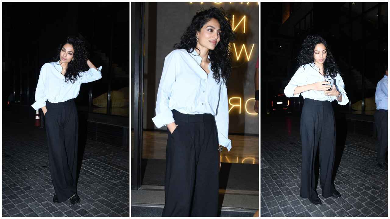 Sobhita Dhulipala wears a basic outfit but serves ULTIMATE 9 to 5 OOTD look in white shirt and formal black pants (PC: Viral Bhayani)