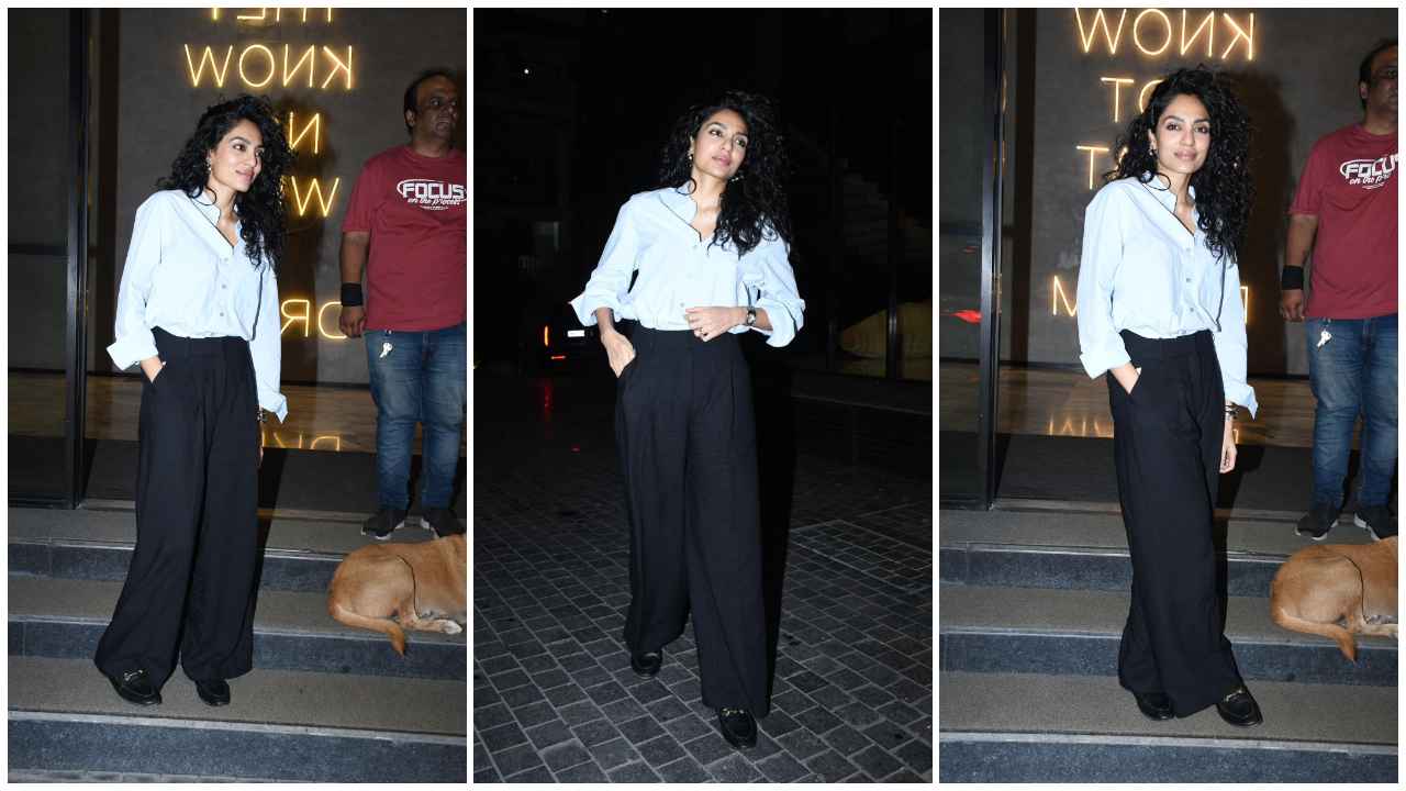 Sobhita Dhulipala wears a basic outfit but serves ULTIMATE 9 to 5 OOTD look in white shirt and formal black pants (PC: Viral Bhayani)