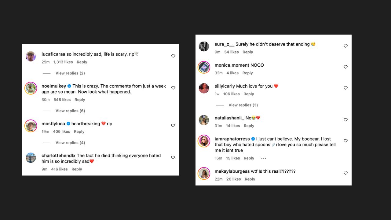 Comments from Liam Payne's Final IG Post