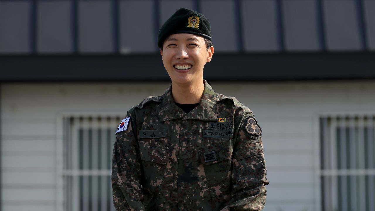 J-Hope on defense power discharge day: Getty Pictures J-Hope on defense power discharge day: Getty Pictures