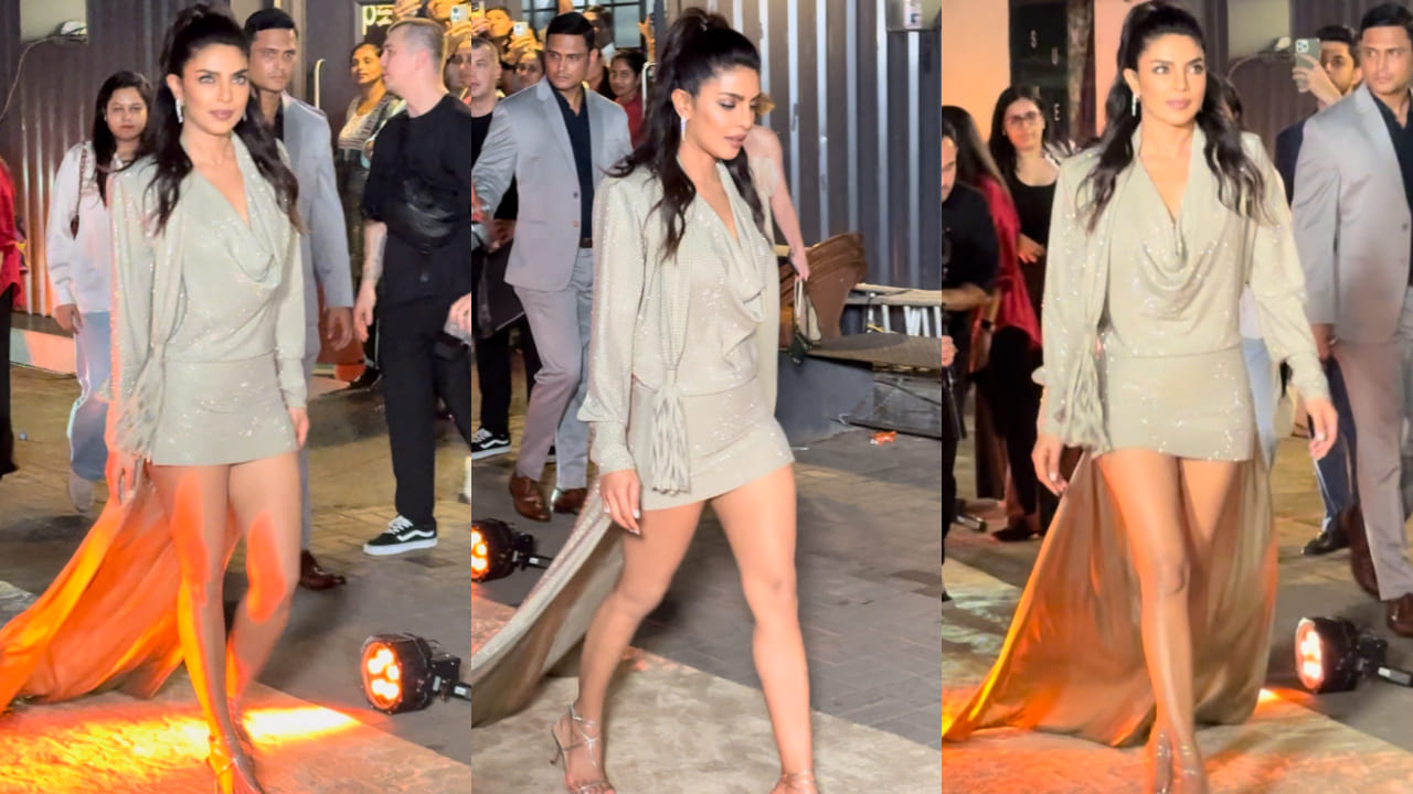 Priyanka Chopra in silver mini dress at an event