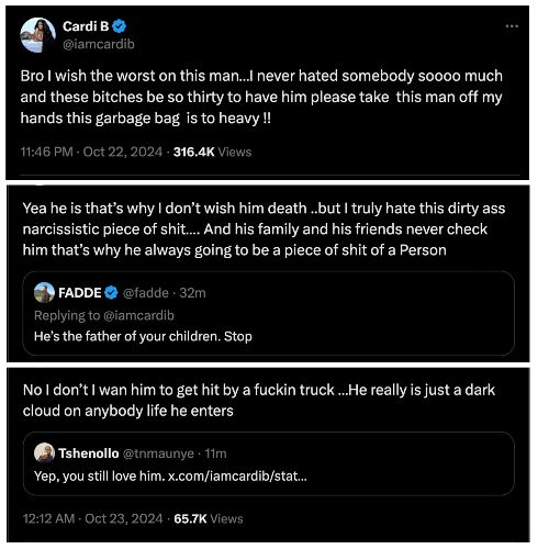 Cardi B's now deleted tweets 