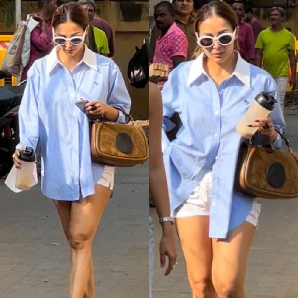 Malaika Arora serves cool-girl vibes in striped shirt, shorts and Rs 3,01,731 Gucci bag...