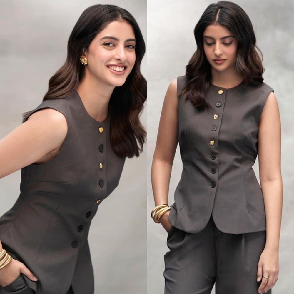 Navya Nanda’s Rs 11,200 gray co-ord set proves you can dominate both the boardroom and ...