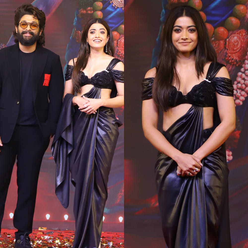 Rashmika Mandanna’s black saree with 3D blouse is the perfect alternative to classic LB... Rashmika Mandanna’s black saree with 3D blouse is the perfect alternative to classic LB...