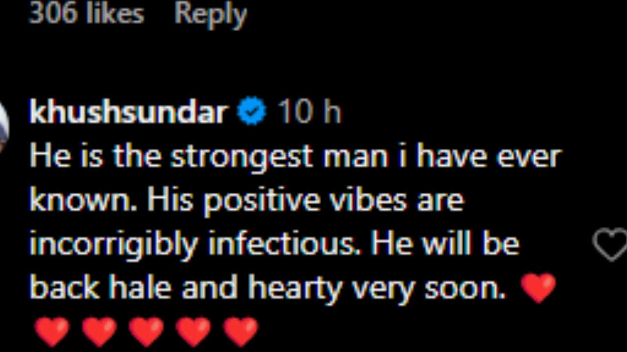 Khushbu Sundar's comment on Suhasini Maniratnam's post (PC: Suhasini Maniratnam, Instagram)