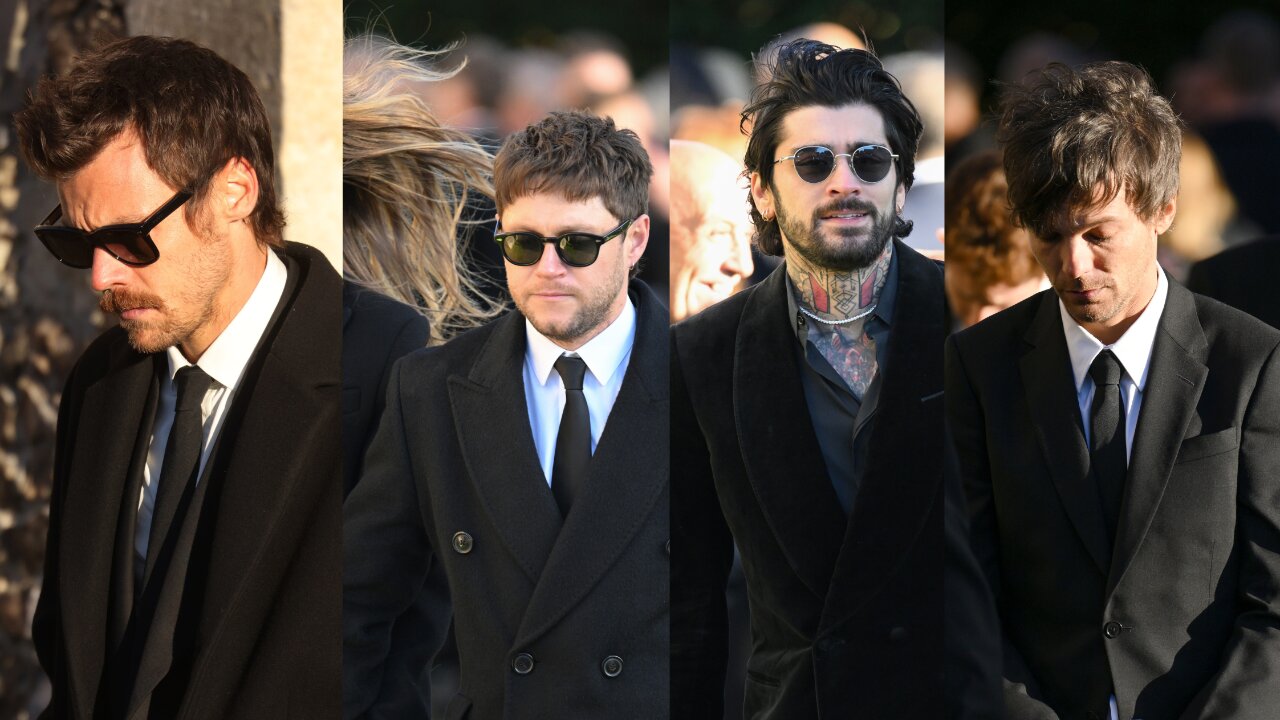 Harry Styles, Niall Horan, Zayn Malik, and Louis Tomlinson at Liam Payne's funeral
