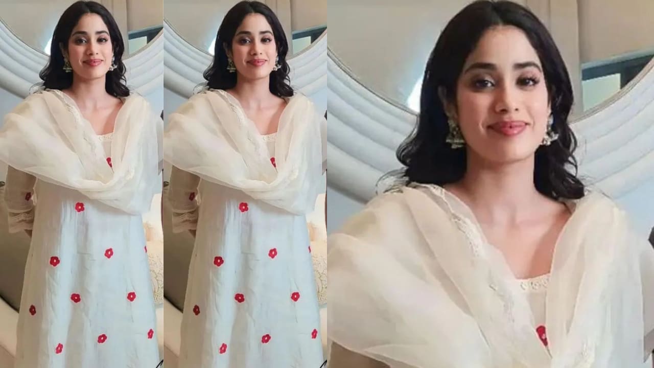 Janhvi Kapoor in ivory kurta set