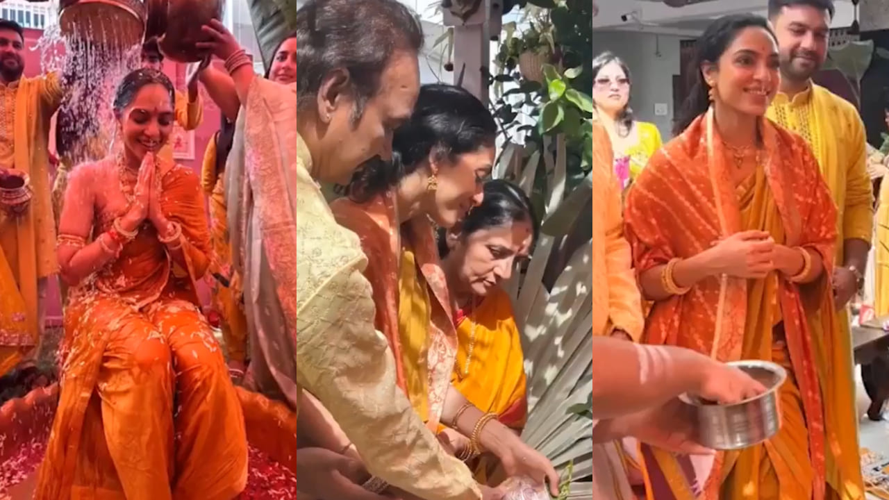 Sobhita Dhulipala kicks off her pre-wedding celebrations in red & yellow sarees for haldi