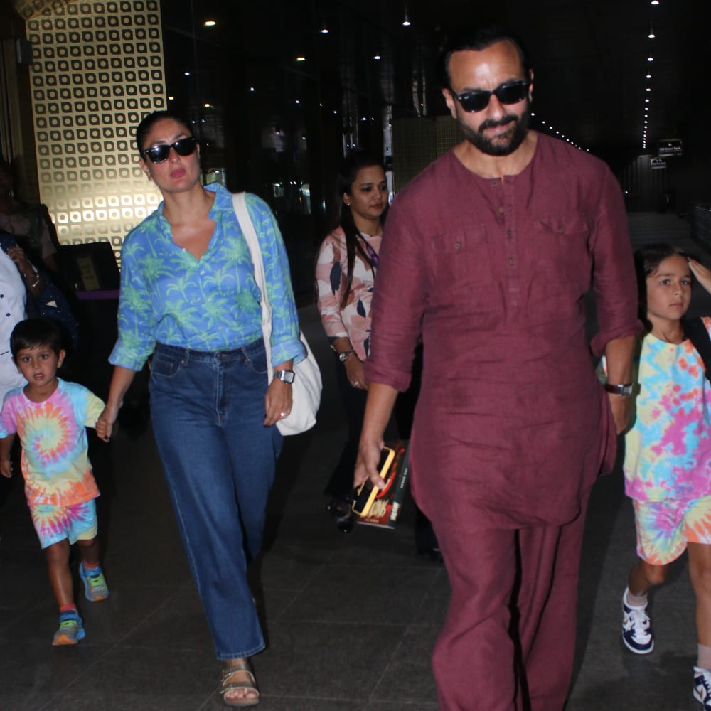 Kareena Kapoor Khan adds a tropical flair to airport fashion with a breezy shirt and cl...