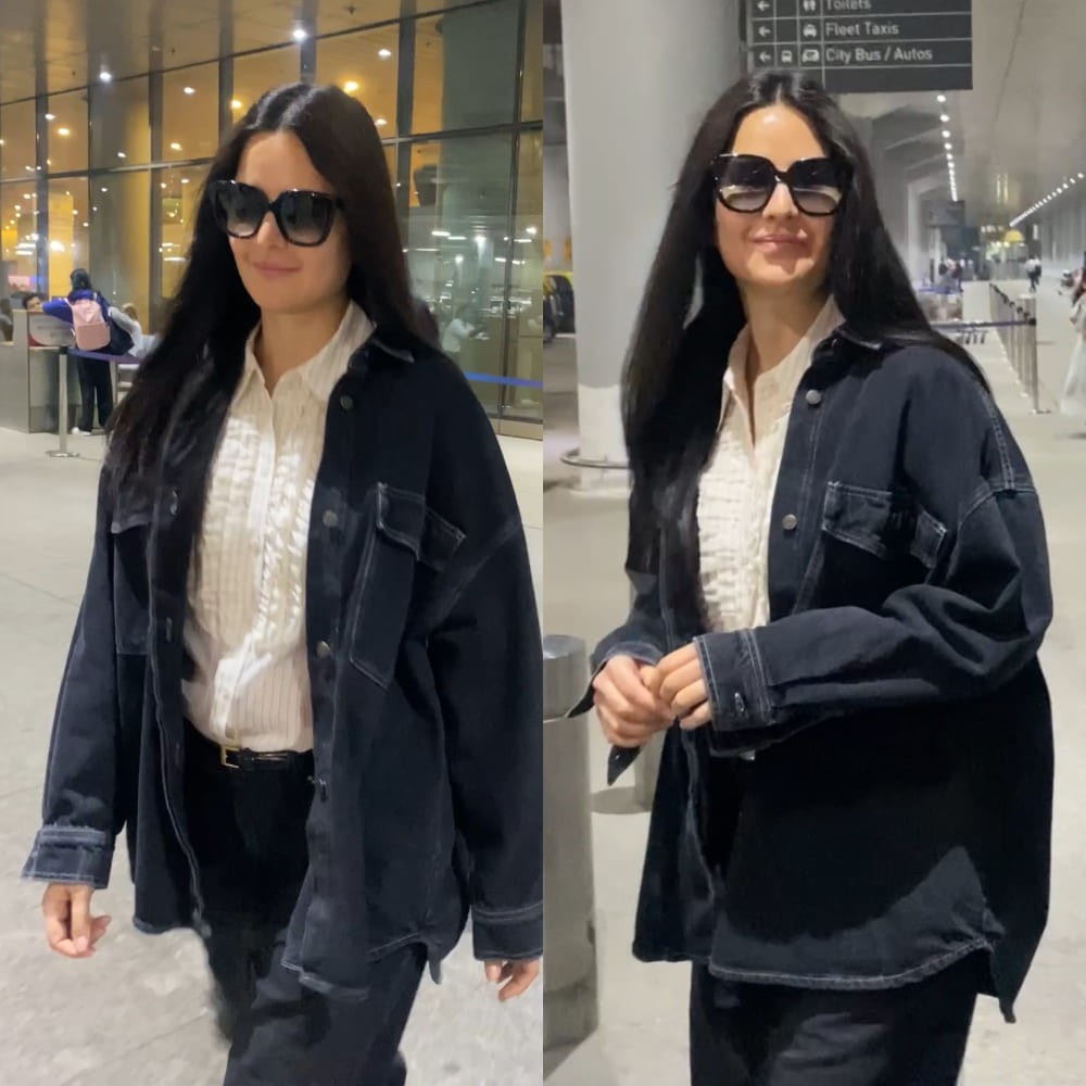  Katrina Kaif’s airport look in denim jacket and pants is giving us all the winter trav...