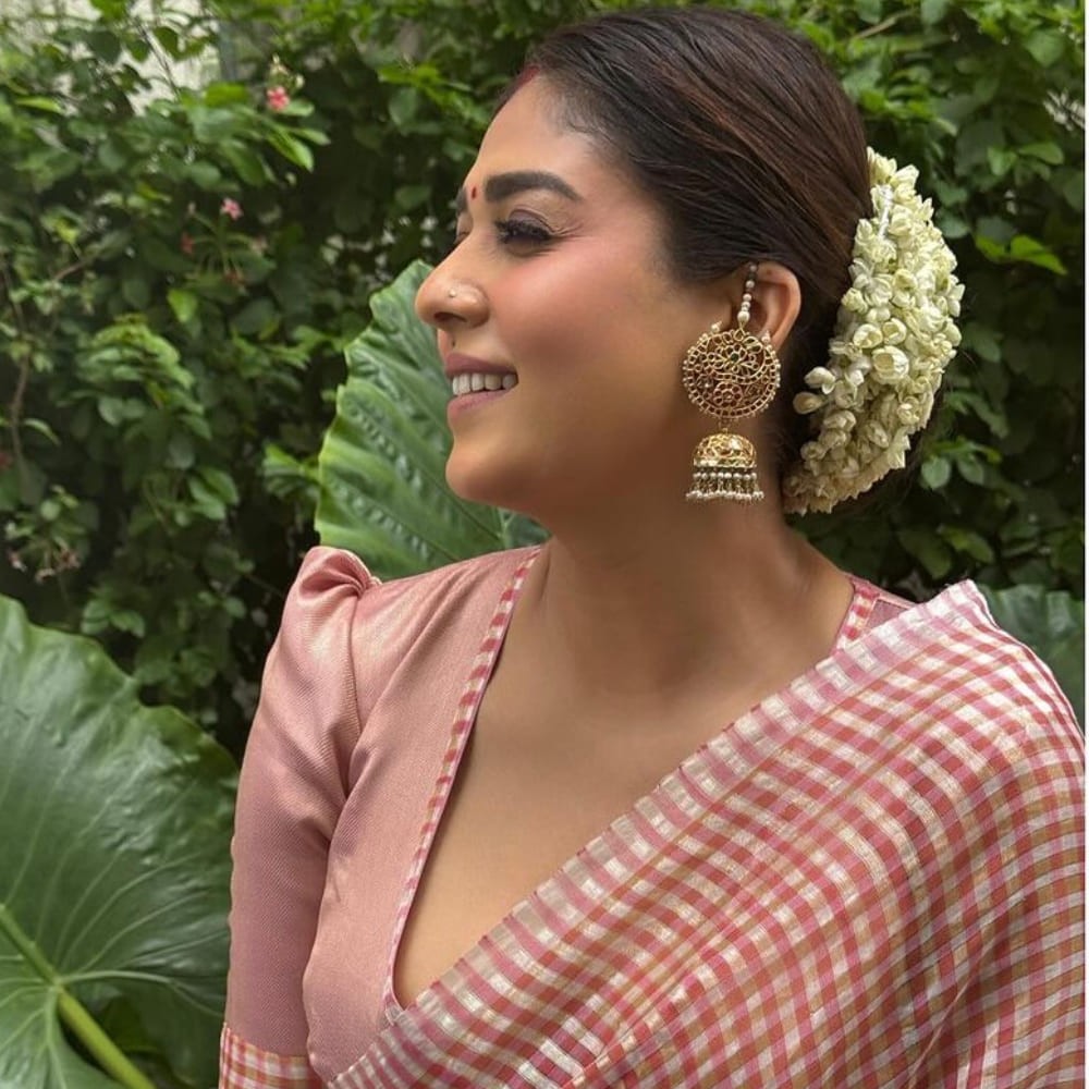 Nayanthara's pink and white check pattern saree is perfect wedding-festive pick you nee...