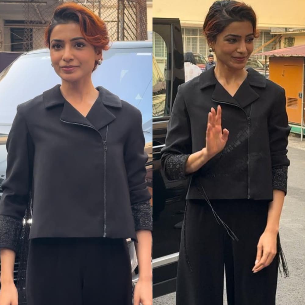 Samantha Ruth Prabhu cranks up the funk in her all-black ensemble with pants and jacket...