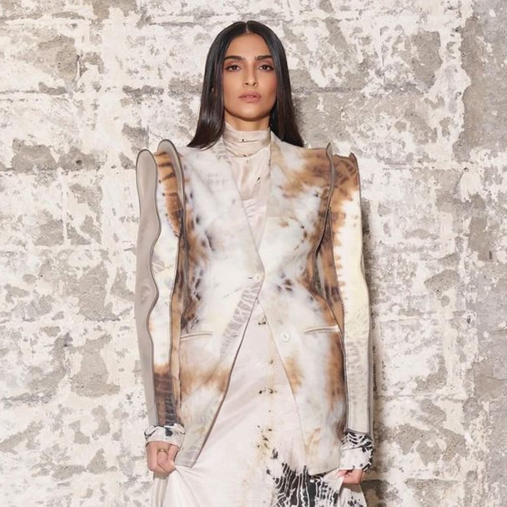Sonam Kapoor stuns in a never-seen-before tie-dye gown with a custom-structured jacket ...