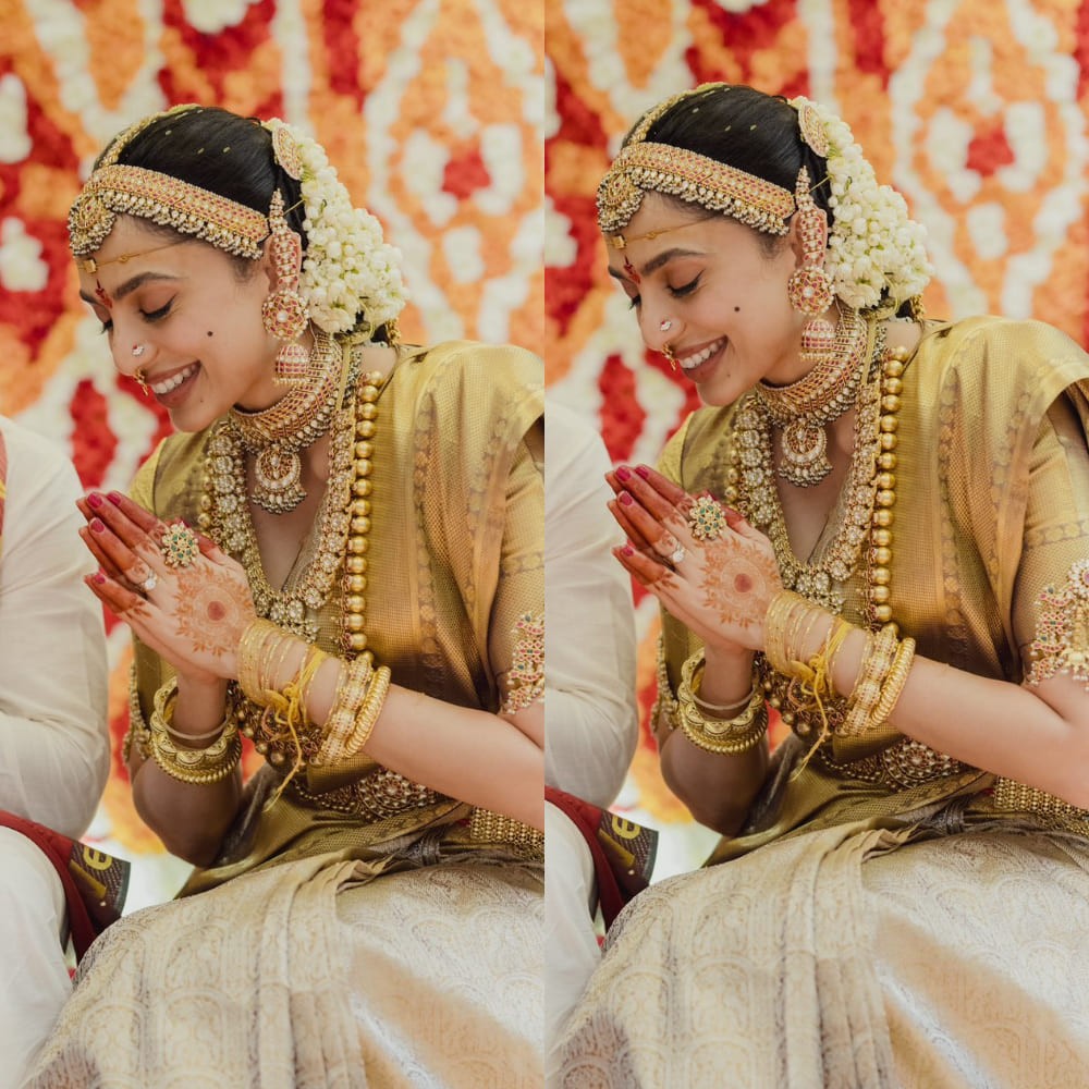 Sobhita Dhulipala looks perfect South Indian bride in Kanjivaram Silk sari and traditio... Sobhita Dhulipala looks perfect South Indian bride in Kanjivaram Silk sari and traditio...