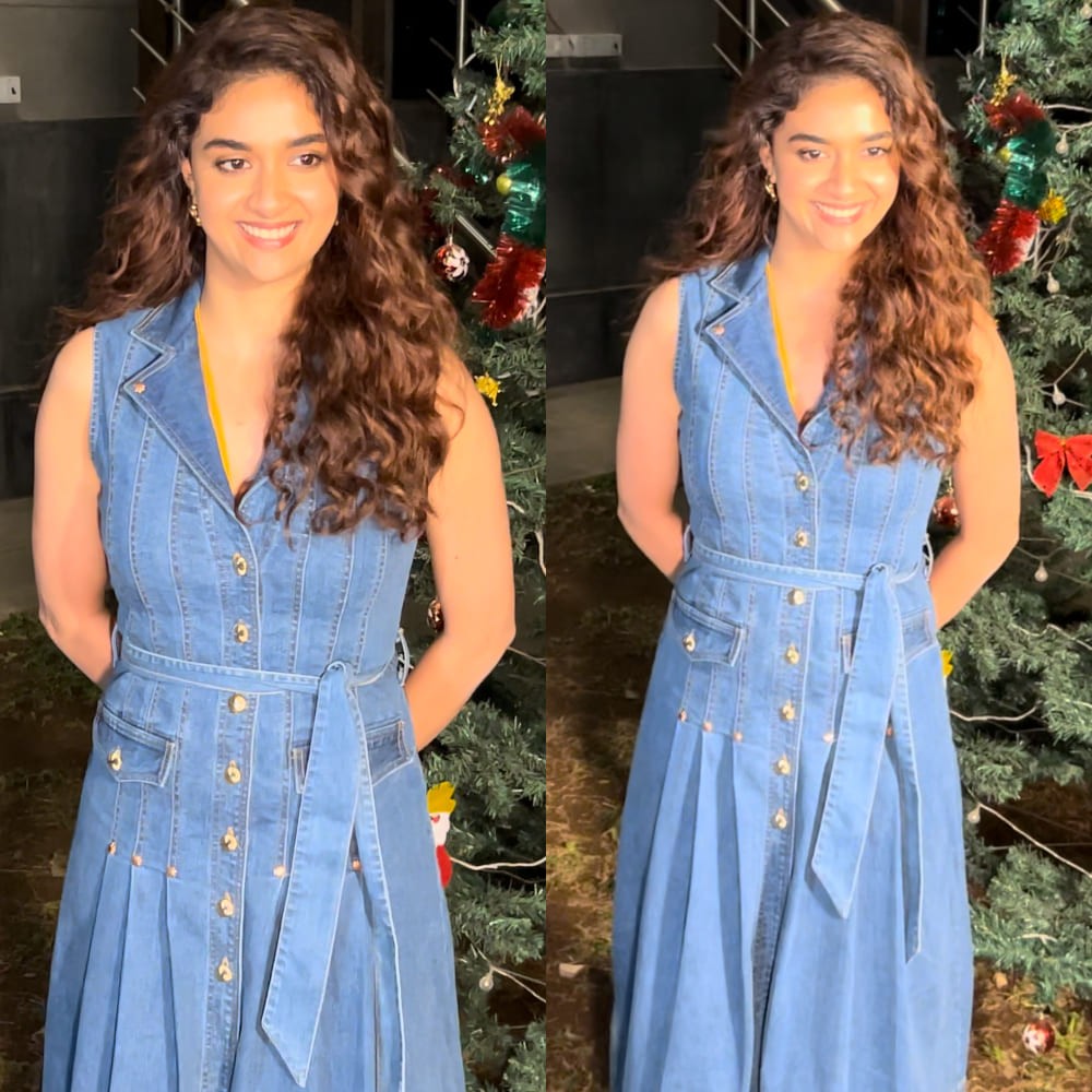 Keerthy Suresh’s Rs 9,000 denim dress is the ultimate mix of casual charm and style; a ...