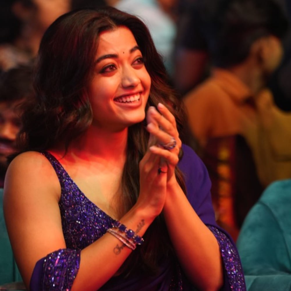 Rashmika Mandanna's mesmerizing ink blue saree customized just for Pushpa 2 event will...  Rashmika Mandanna's mesmerizing ink blue saree customized just for Pushpa 2 event will...