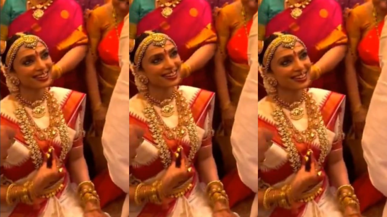 Sobhita Dhulipala's second wedding look in red-and-white Kanvjivaram saree is simple, traditional and elegant