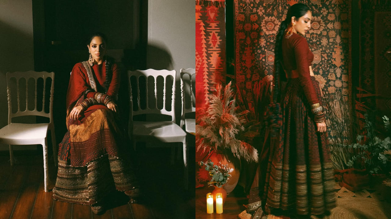 Sobhita Dhulipala channels bohemian bride energy in Sabyasachi’s bagru multi-panel chotu lehenga for post-wedding celebration