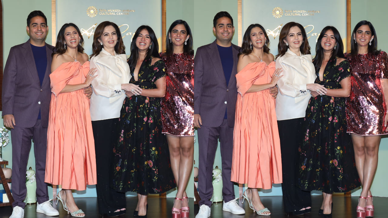 Shloka Ambani slays in Alexander McQueen off-shoulder midi dress and galactic flower sandals, proving she’s the OG trendsetter of minimal fashion