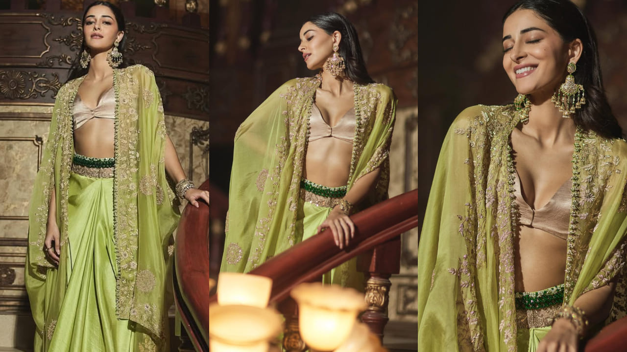 Ananya Panday’s green lehenga and cape combo is serving tradition with a twist and you need to take notes
