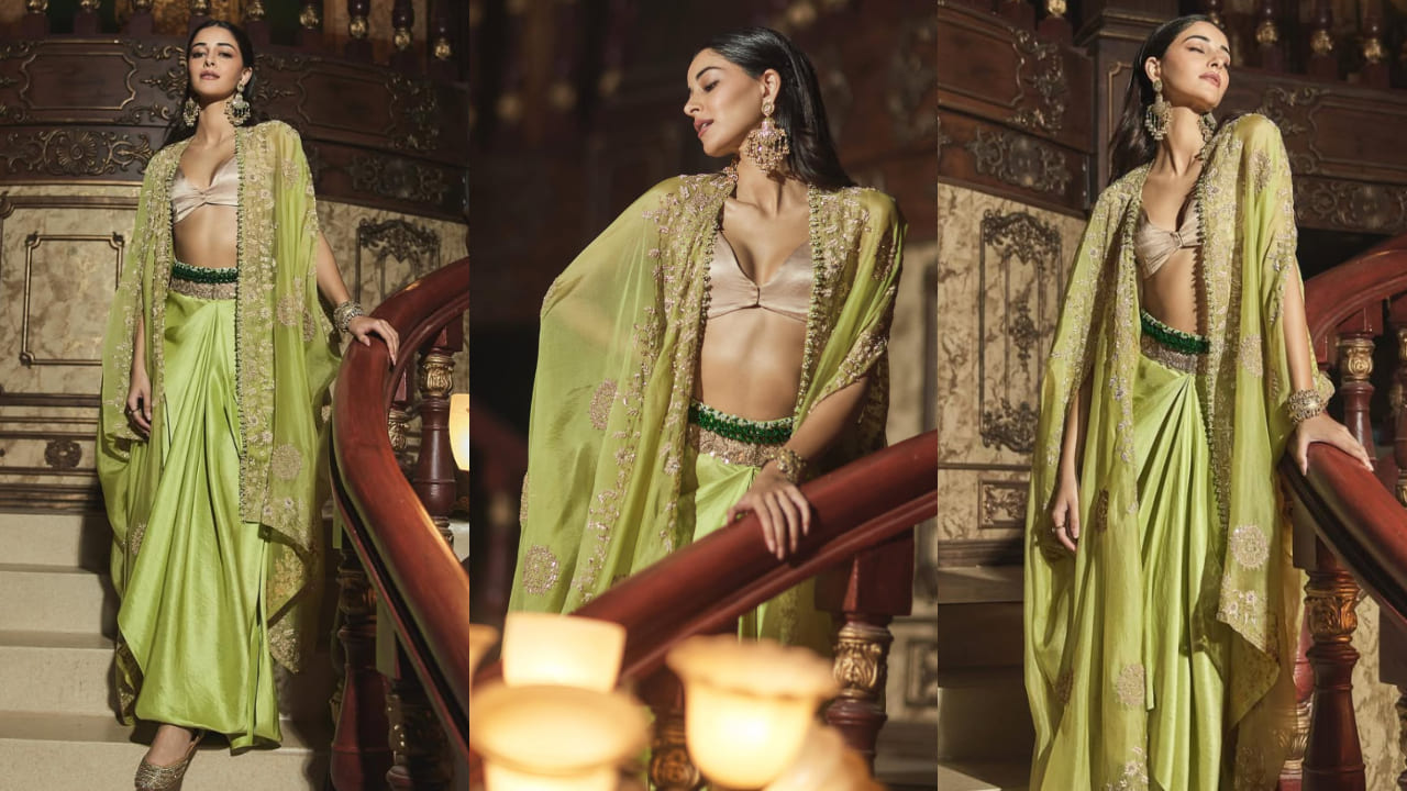 Ananya Panday’s green lehenga and cape combo is serving tradition with a twist and you need to take notes
