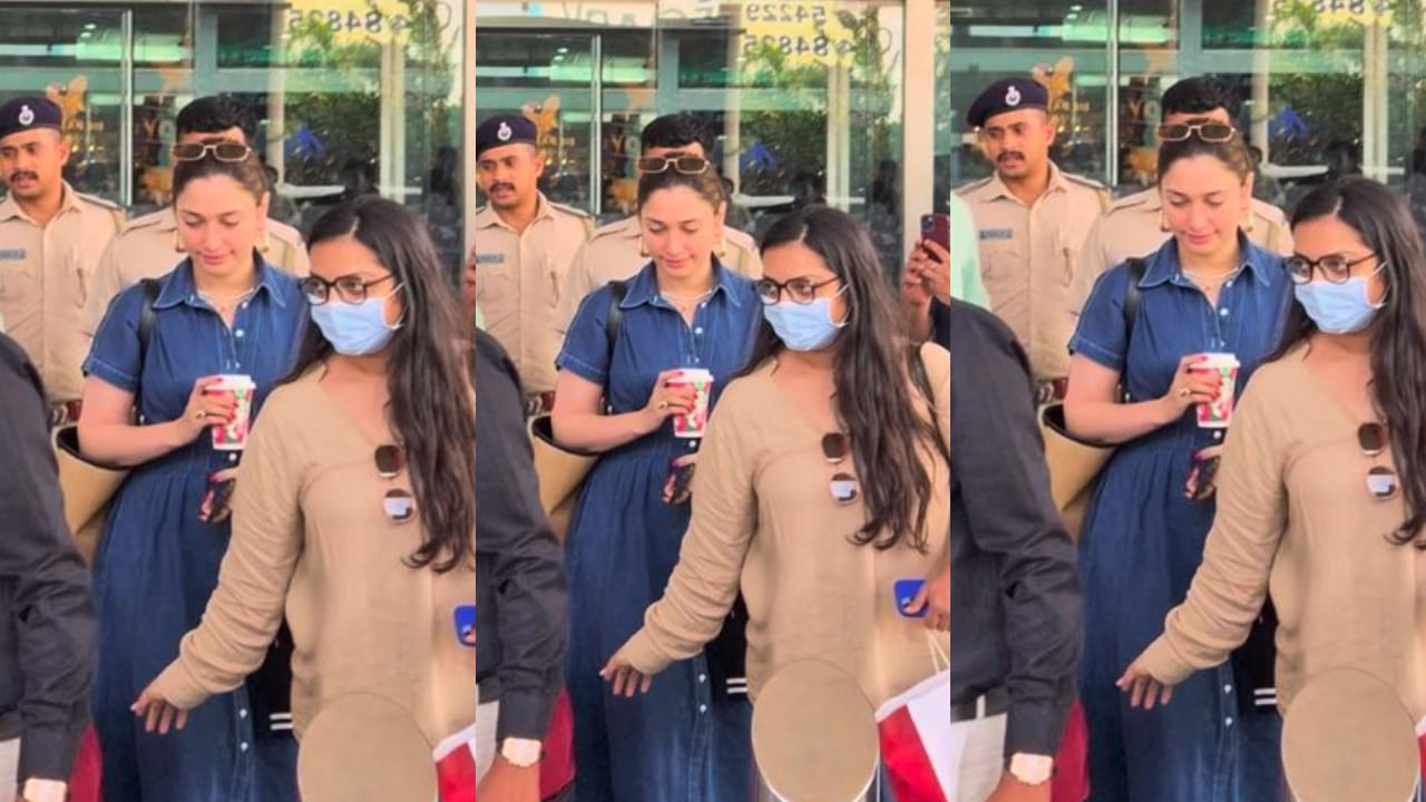 Tamannaah Bhatia repeats her denim maxi dress for a stylish airport look; champions sustainable fashion like no other