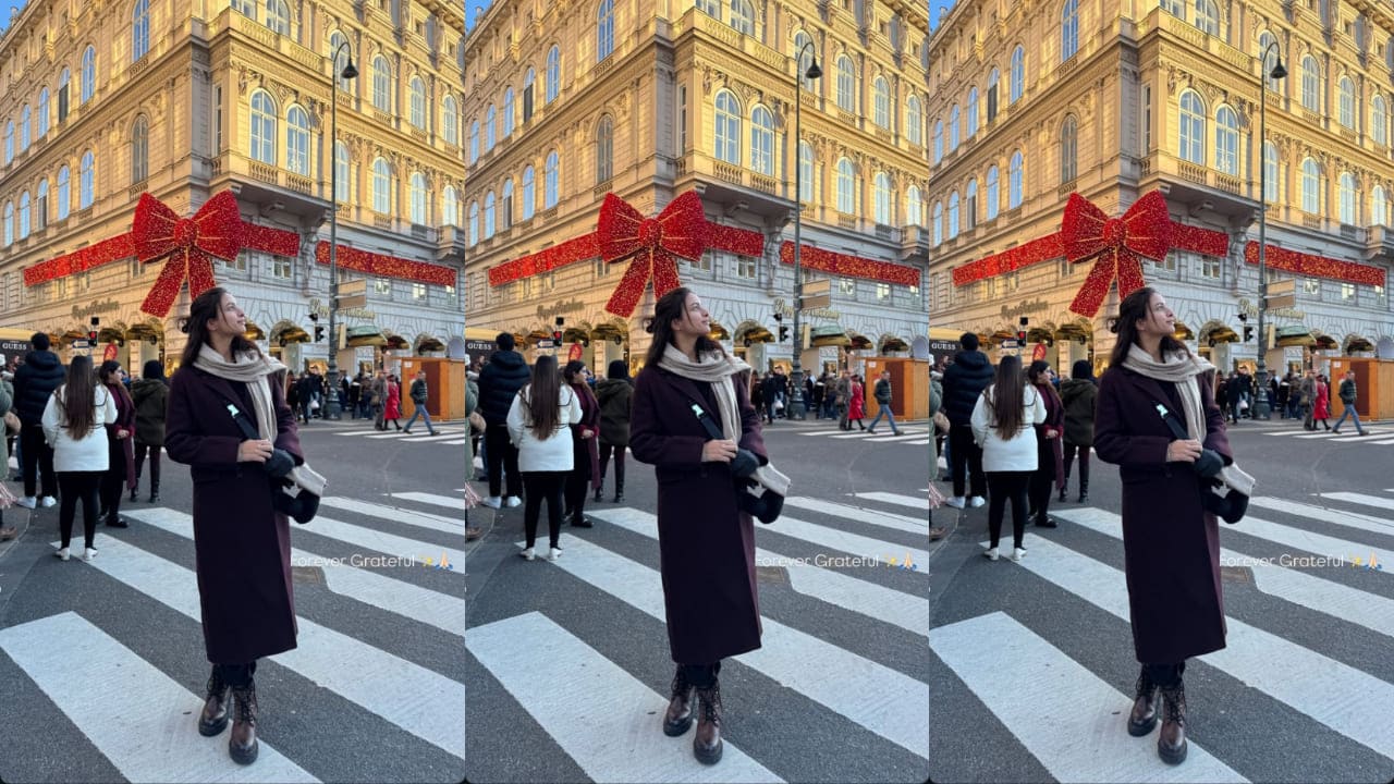 Triptii Dimri balances warmth and style perfectly in a maroon overcoat, beige shawl, and brown ankle boots