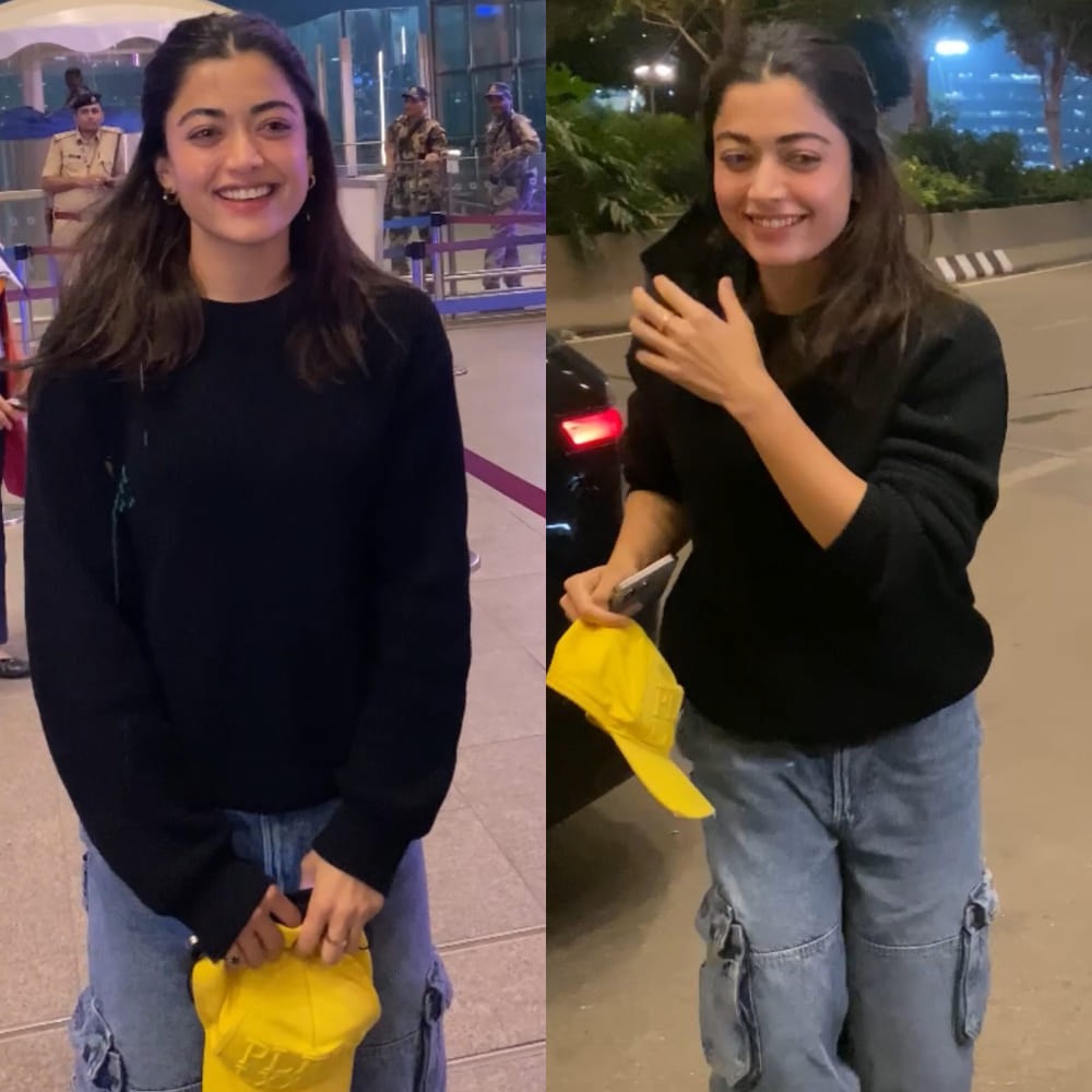 Rashmika Mandanna keeps it cool in black top and cargo pants, proving comfort is the ul...
