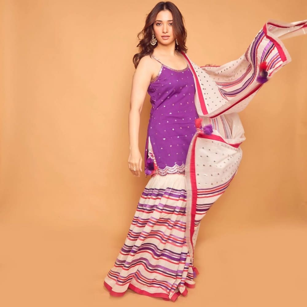 Throwback to Tamannaah Bhatia's Phulkari Kurta-Sharara set, an ideal look for making a ...