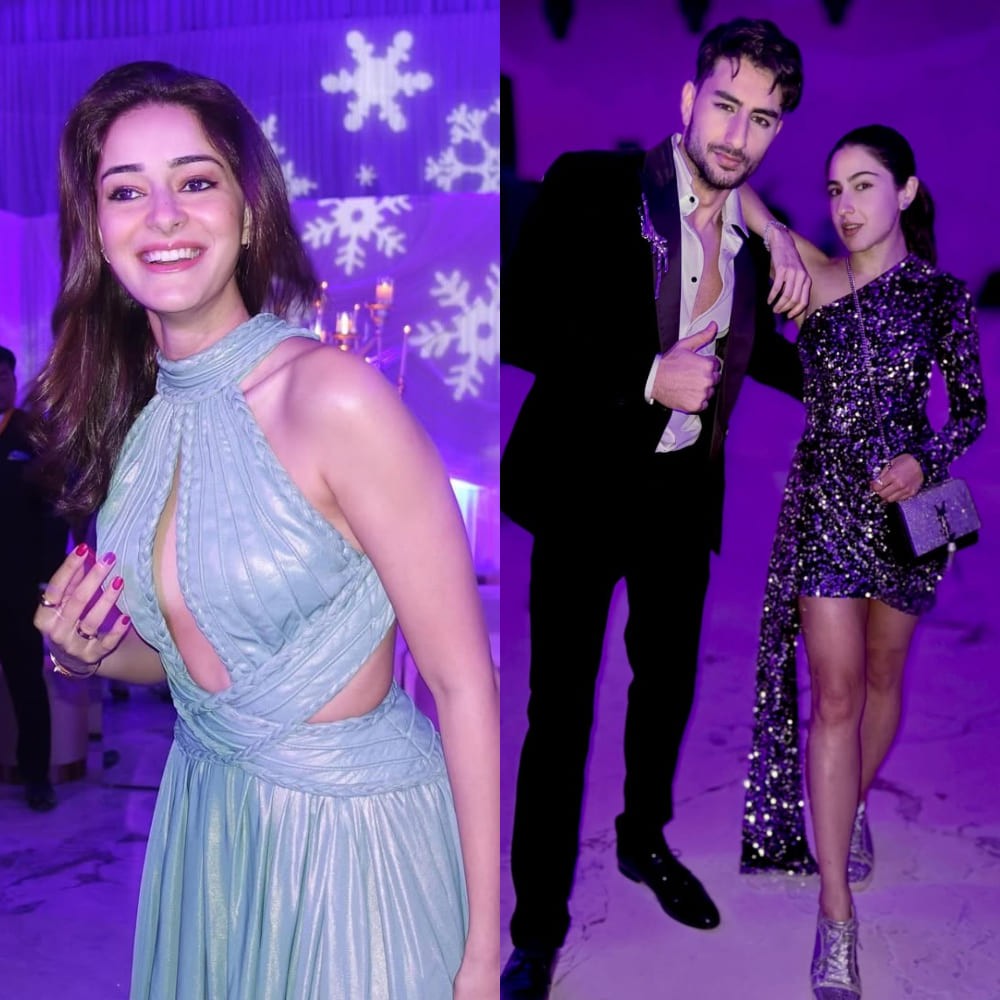 Ananya Panday's bold blue gown and Sara's shimmering mini dress bring extra dose of sty...
