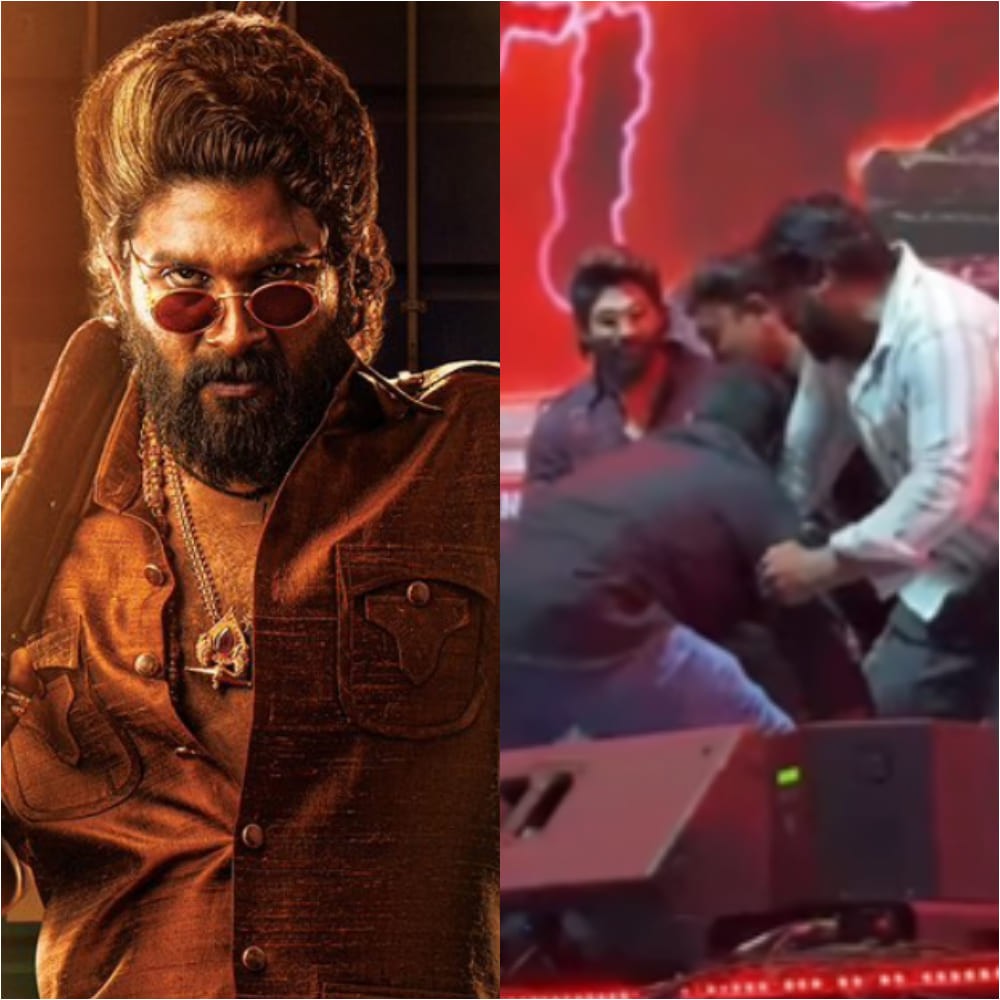 VIRAL VIDEO: Fan jumps onto stage to click photo with Allu Arjun at Pushpa 2 event; her... VIRAL VIDEO: Fan jumps onto stage to click photo with Allu Arjun at Pushpa 2 event; her...