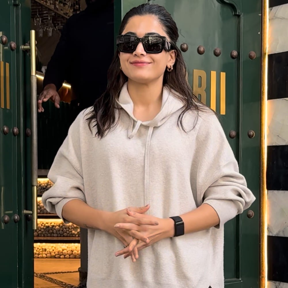 Rashmika Mandanna’s cozy hoodie paired with denim jeans is the ideal choice for a morni...