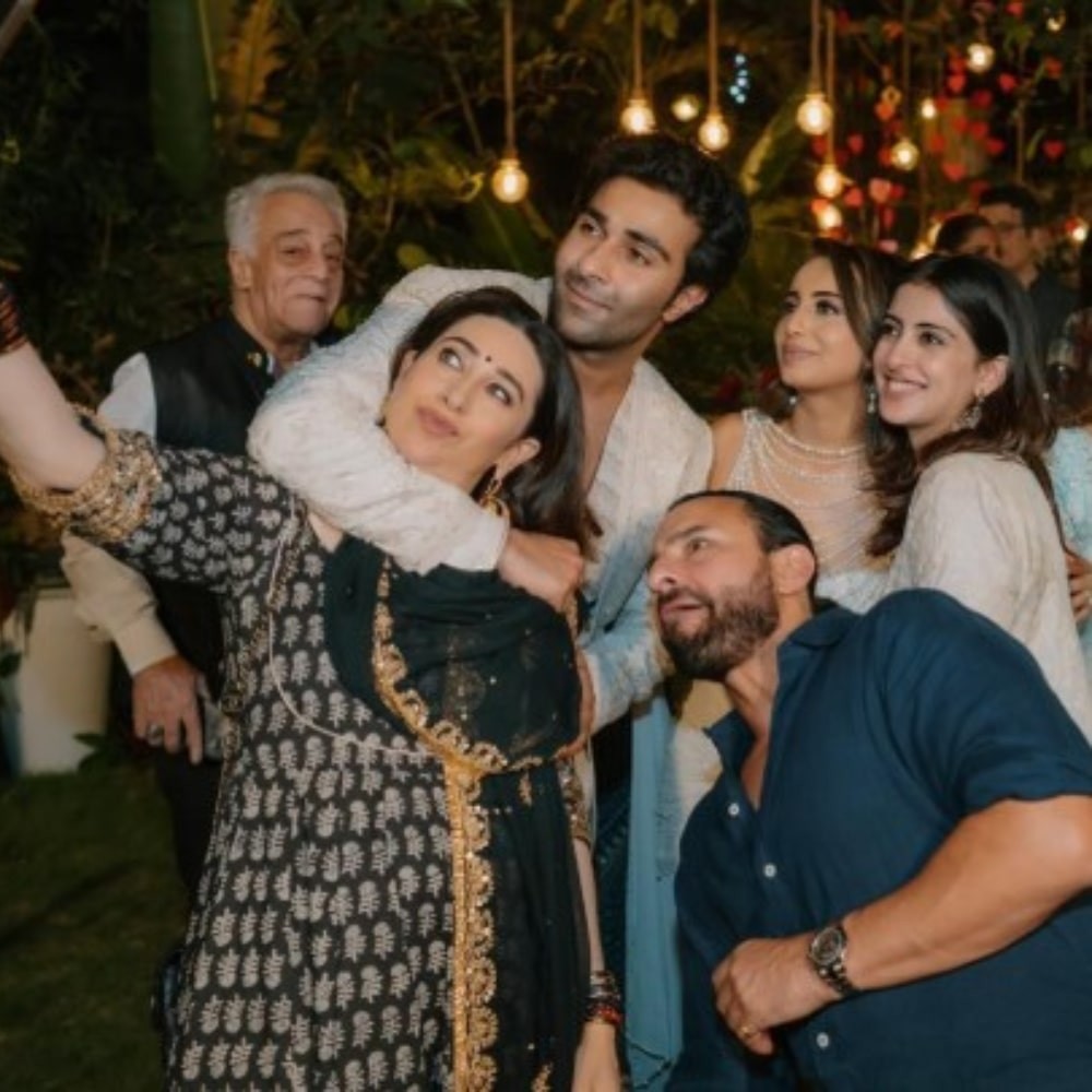 Saif Ali Khan, Karisma Kapoor and Navya Nanda stun in selfie squad at Aadar Jain-Alekha... Saif Ali Khan, Karisma Kapoor and Navya Nanda stun in selfie squad at Aadar Jain-Alekha...