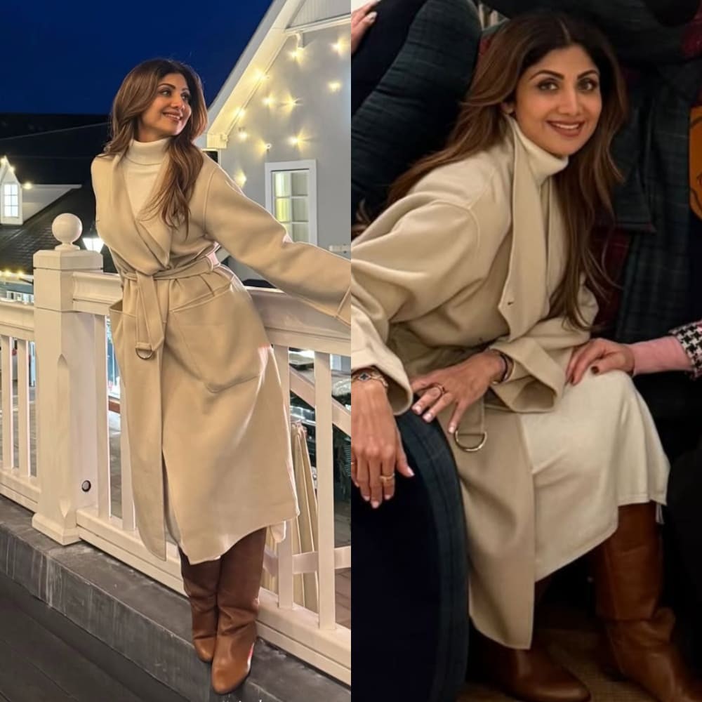 Shilpa Shetty’s white turtleneck dress and trench coat ensemble is a must-have addition...