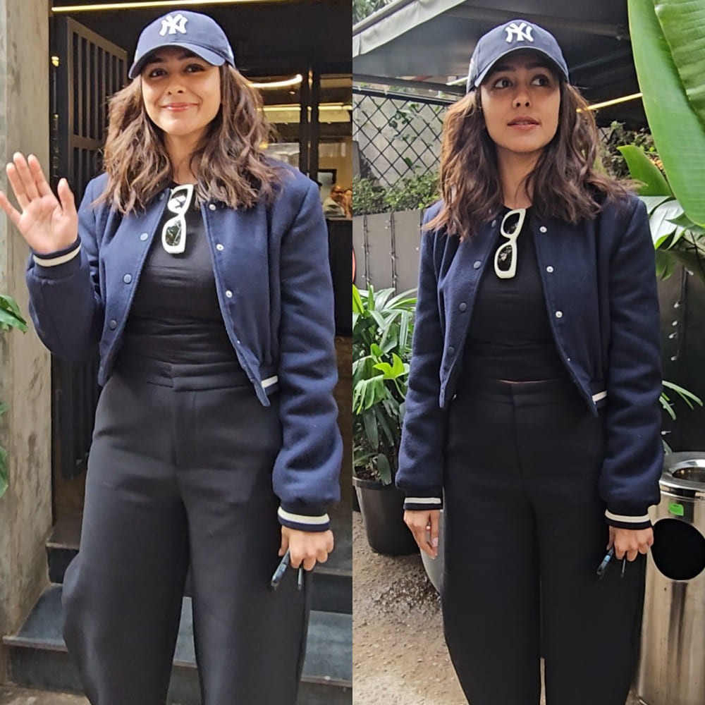 Winter just got a whole lot cooler with Mrunal Thakur’s look in varsity jacket, black p... Winter just got a whole lot cooler with Mrunal Thakur’s look in varsity jacket, black p...