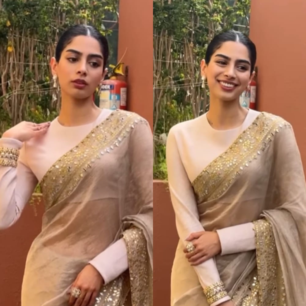 Khushi Kapoor in Gaja Kavya saree for best friend’s wedding is ready to take up bridesm... Khushi Kapoor in Gaja Kavya saree for best friend’s wedding is ready to take up bridesm...