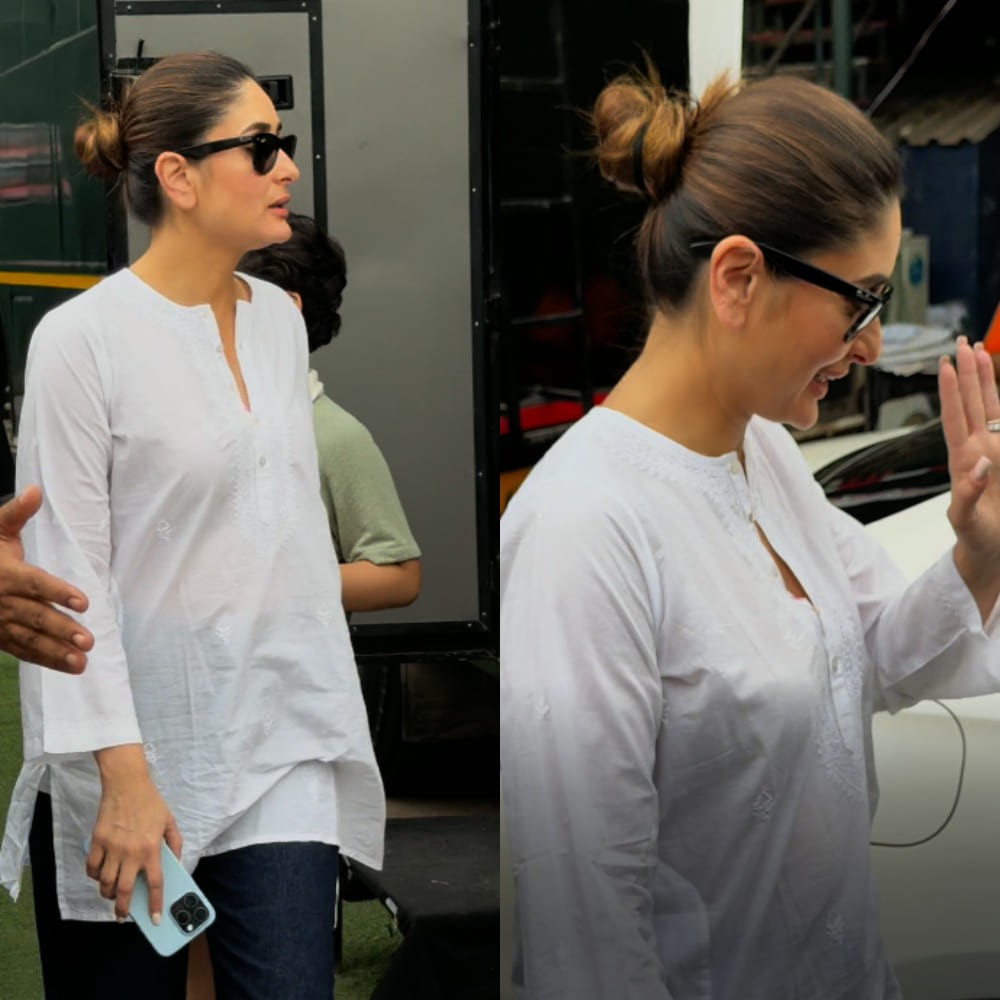 Kareena Kapoor serves the perfect Holi 2025 look, styles white kurti with sunglasses wo...