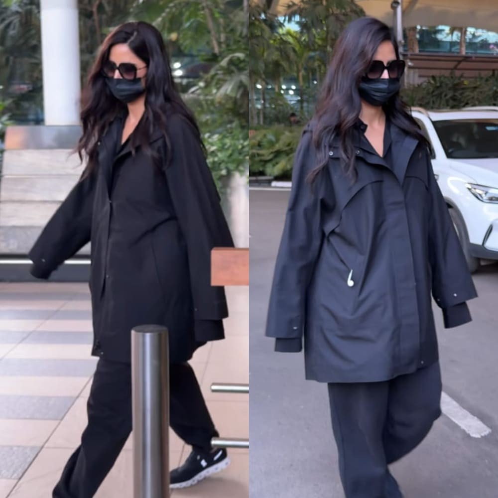 Katrina Kaif adds a sporty touch to her all-black trench coat and joggers with Rs 3 lak...