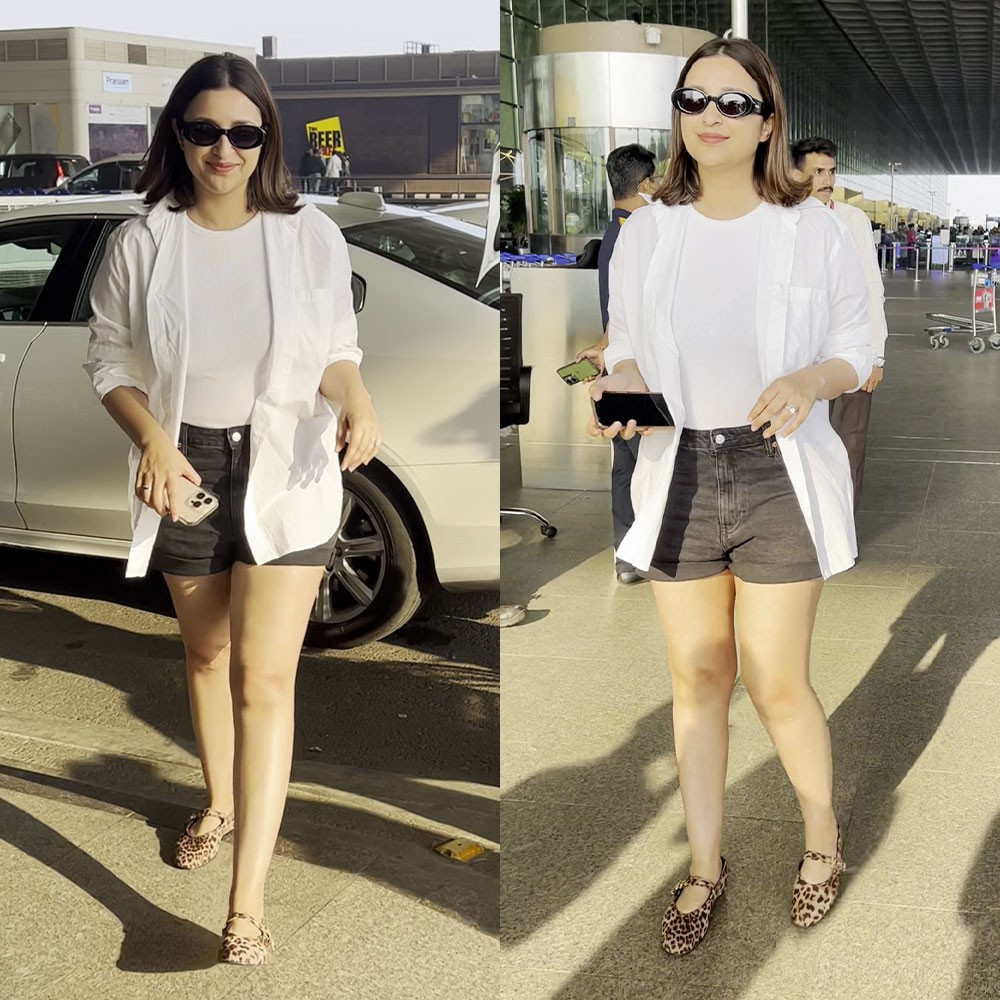 Parineeti Chopra is summer-ready in black denim shorts and white shirt, here’s how you can copy her look  Parineeti Chopra is summer-ready in black denim shorts and white shirt, here’s how you can copy her look